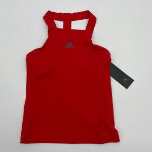 New ADIDAS Tank Top Red Sleeveless Y-Back Stretch Athletic Top Girls Size Small